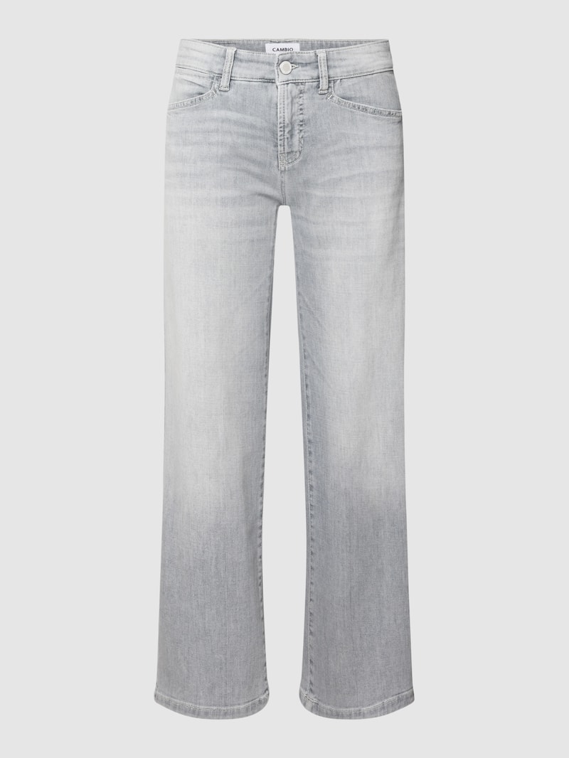 Straight Fit Jeans mit Label-Patch Modell 'CHRISTIE' in hellgrau