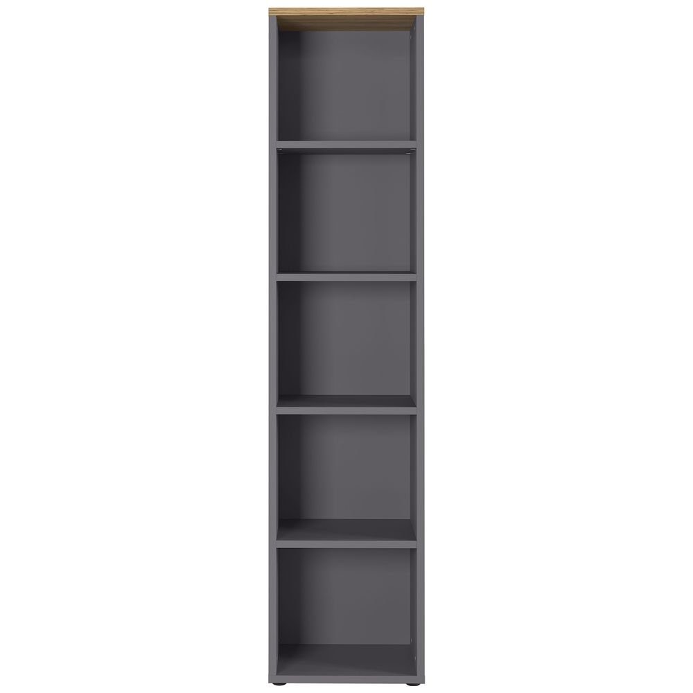 Lomadox Aktenregal AURAY-01, 5OH 45 cm Graphit/Grandson-Eiche-Nb. B/H/T ca. 45/197/40cm
