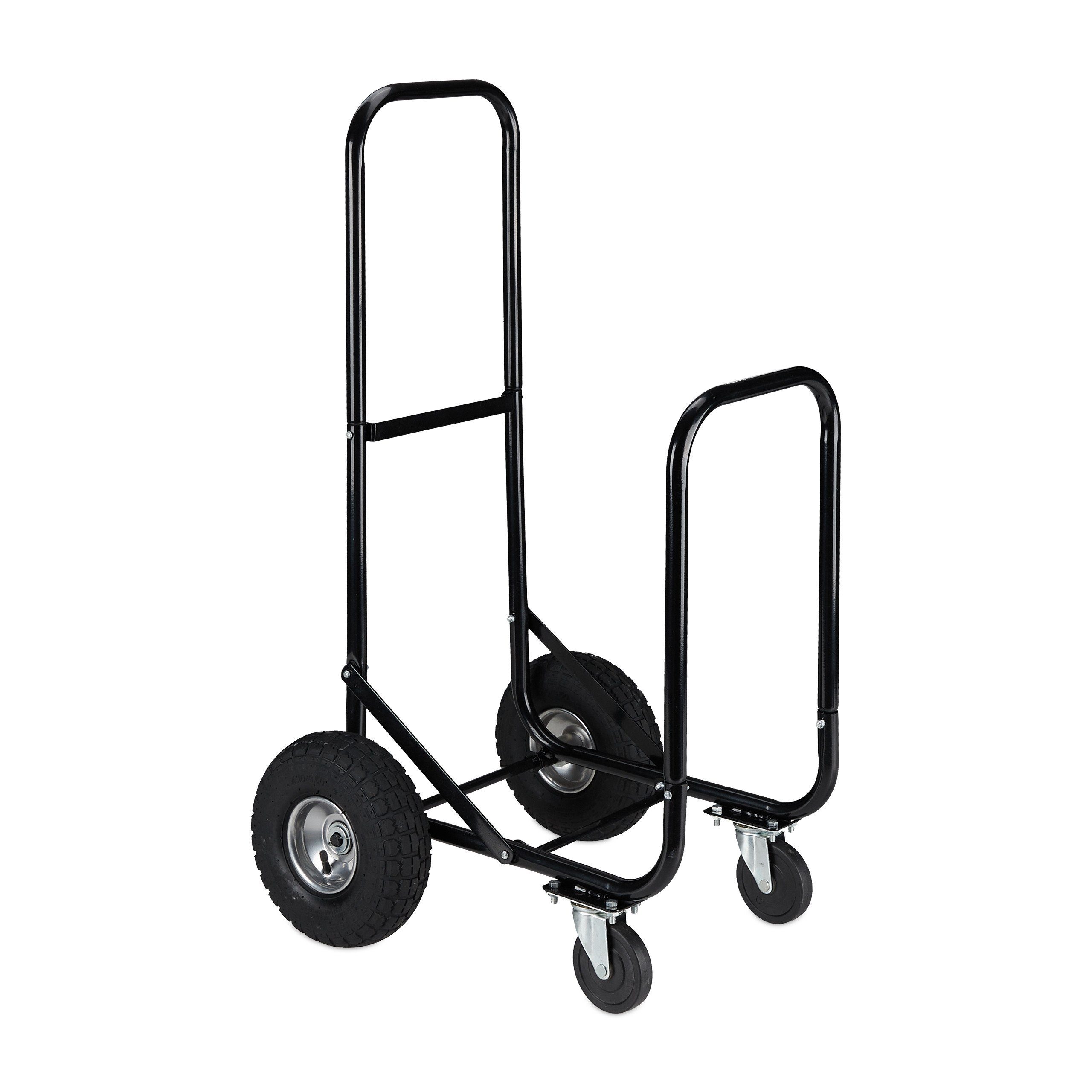 relaxdays Kaminholzregal Kaminholzwagen mit Reifen und Rollen, BxTxH:52x58x107.5 cm