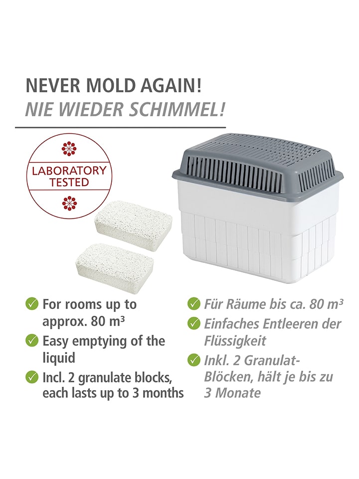 Wenko 3tlg. Set: Feuchtigkeitskiller in Weiß/ Grau - (B)24 x (H)16 x (T)15 cm günstig kaufen onesize