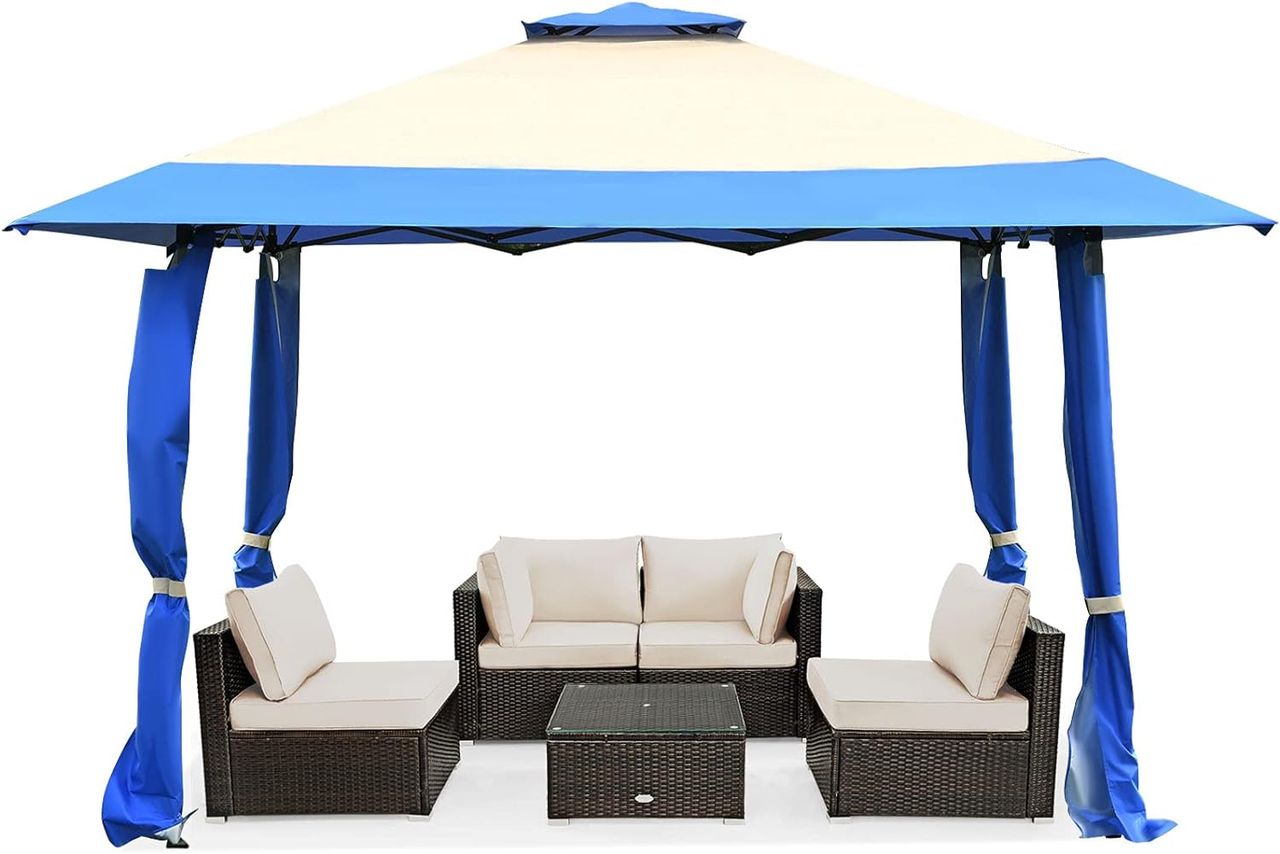Costway 4 m x 4 m Pavillon mit Doppeldach