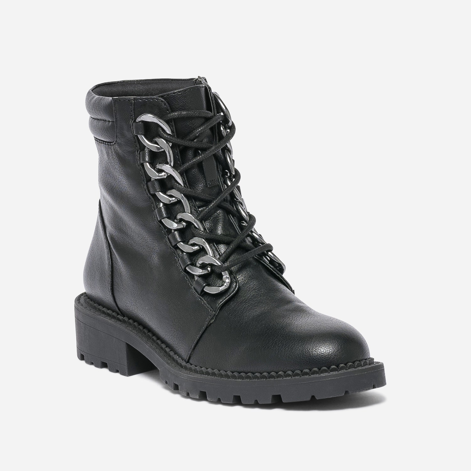 Boots TEXTO noir avec œillets-chaine métal
