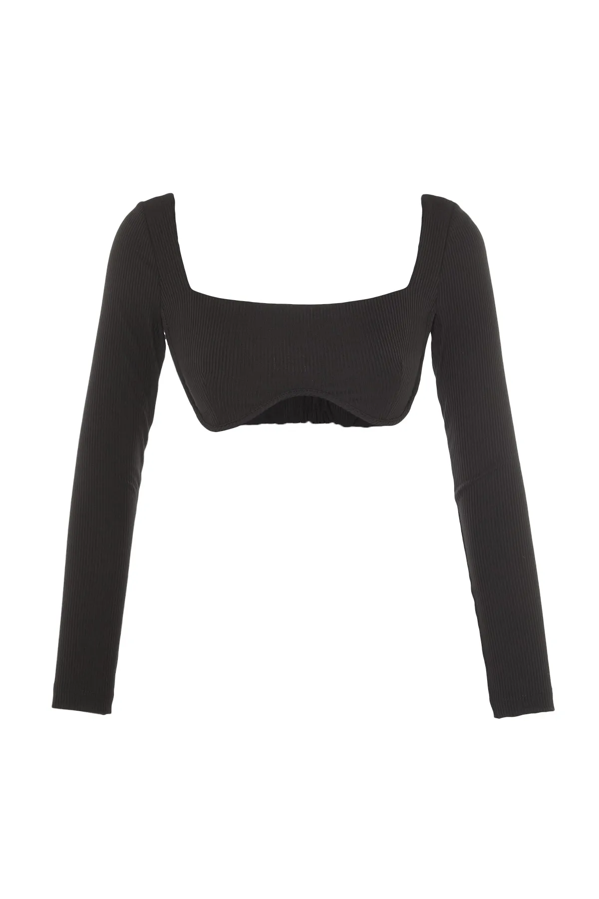 Trendyol Collection  Detailliertes gestricktes Bustier mit schwarzem Kragen TPRAW23BS00018