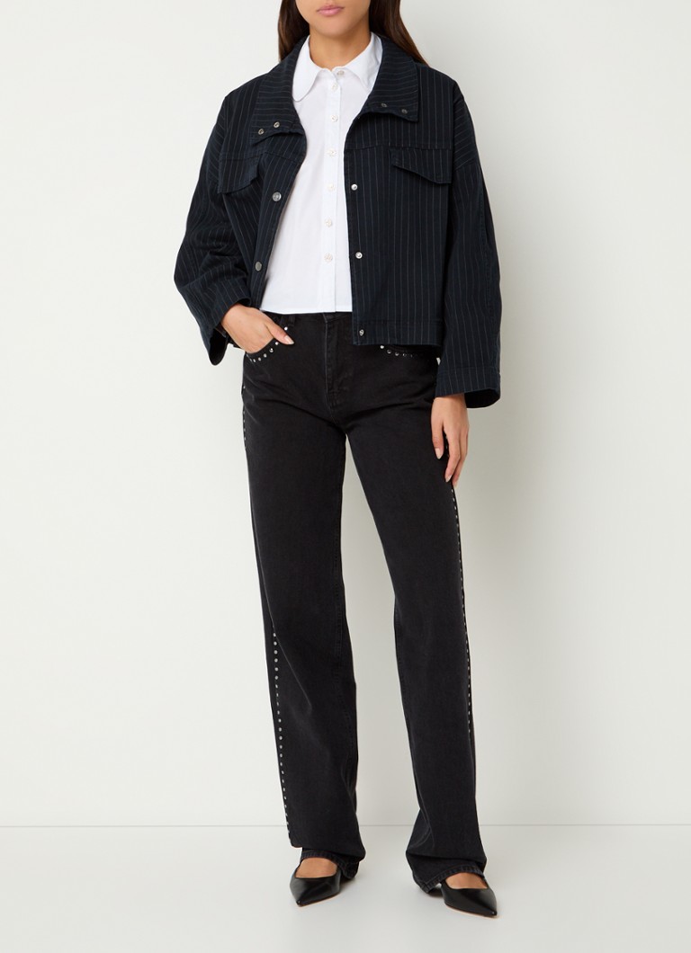 Giacca Co'Couture Pin in denim stampato a righe.