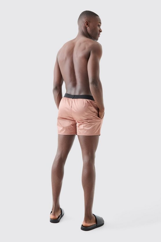 Kurze Satin-Badehose mit elastischem Bund