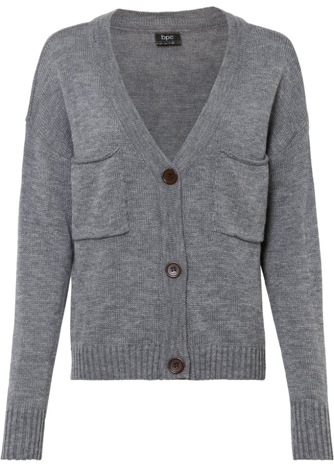 Verkürzte Strickjacke mit großen Taschen