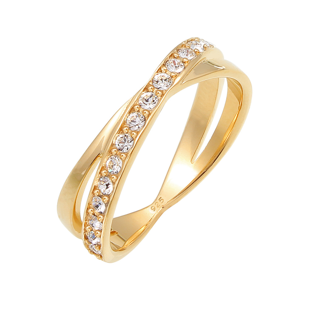 Elli Elli Bague Femmes Enroulement Élégant avec Cristaux en Argent Sterling 925 Bague