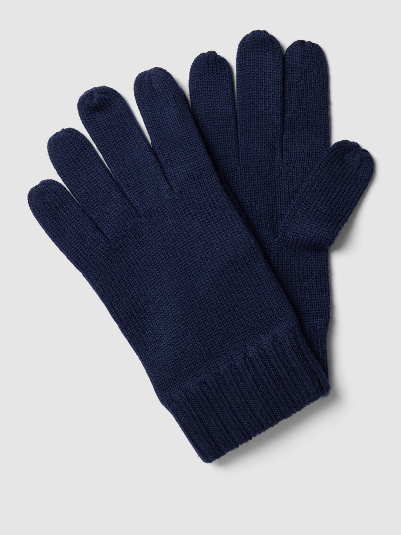 Handschuhe mit gerippten Abschlüssen in marineblau