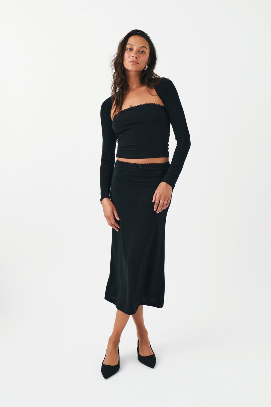 Bow midi skirt