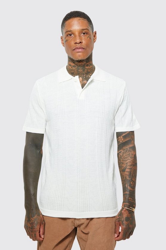 Gestreiftes strukturiertes Poloshirt