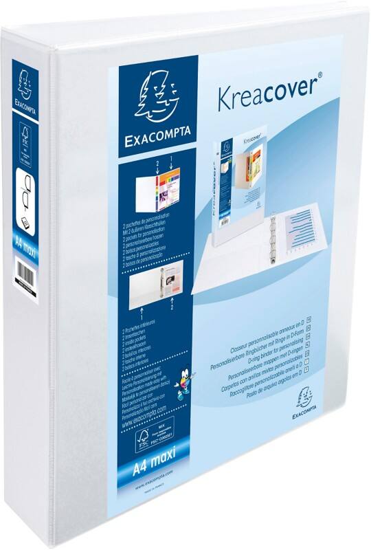 Exacompta Krea Cover 50 mm Ringbuch PP (Polypropylen) DIN A4  2 Ringe Weiß 51924E 10 Stück
