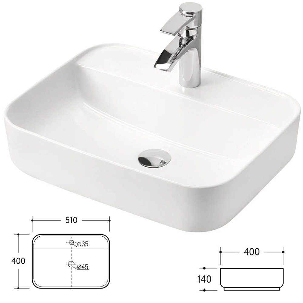 Lomadox Badmöbel-Set LUTON-56, (5-St), weiß mit Wotan Eiche Nb. mit LED-Spiegelschrank 130/200/46 cm