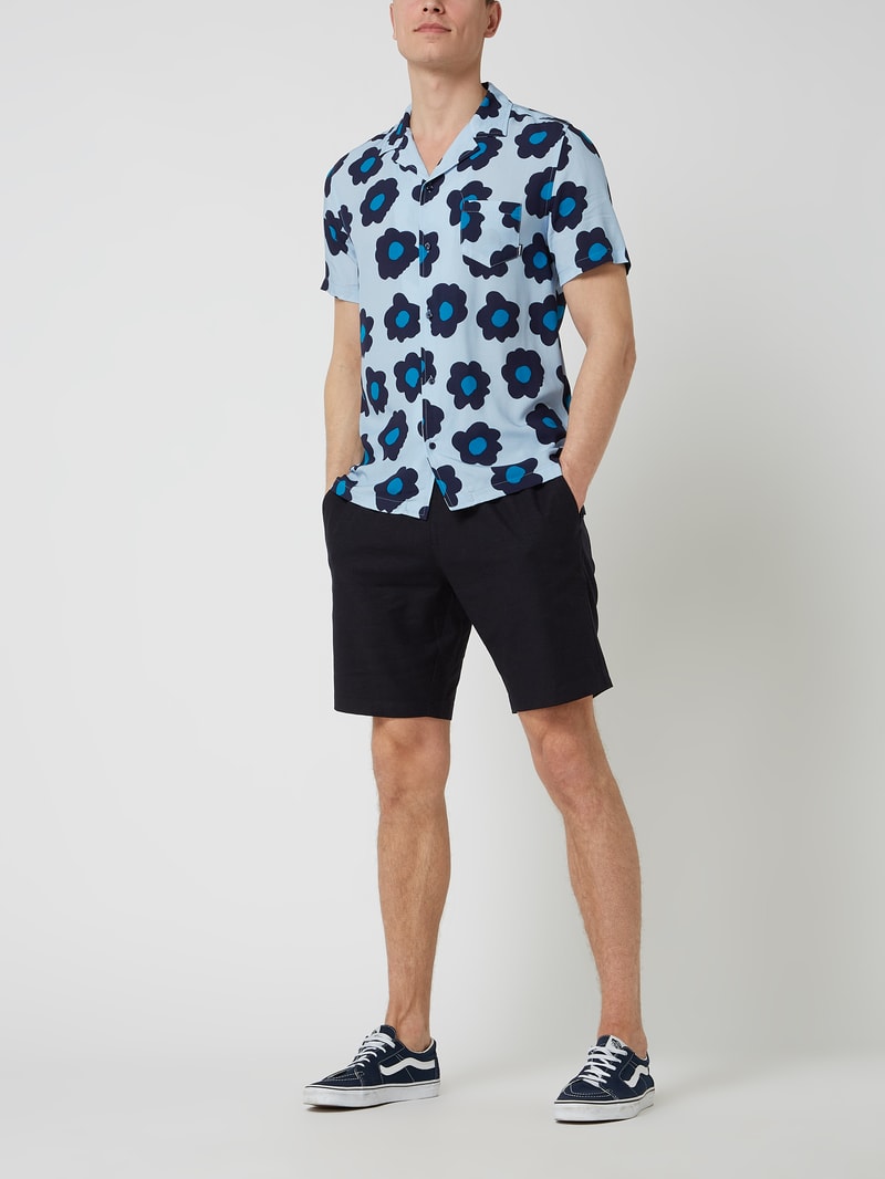 Shorts aus Leinenmischung Modell 'Leo' in marineblau