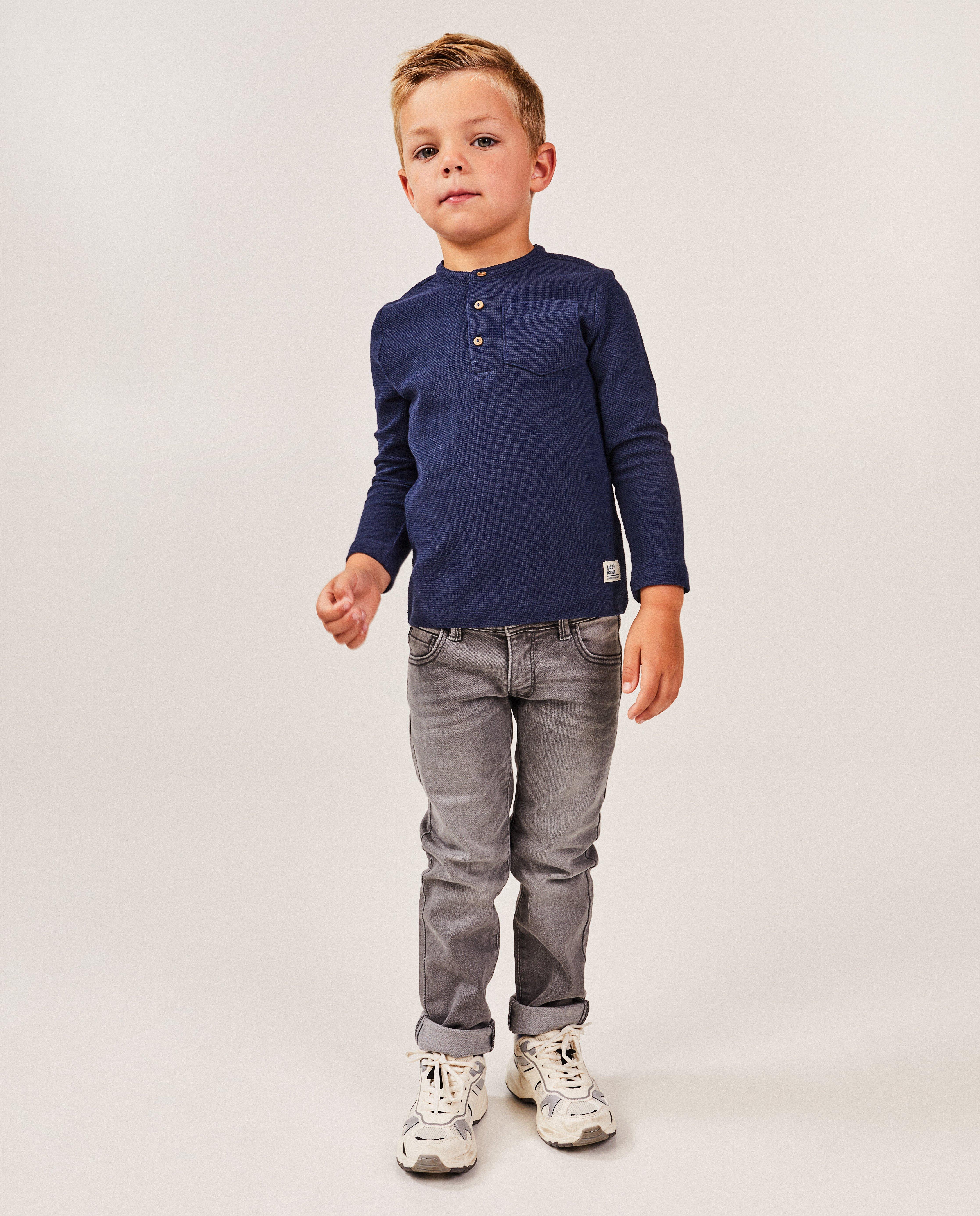Blugi Kidz Nation Grey, croială dreaptă gri