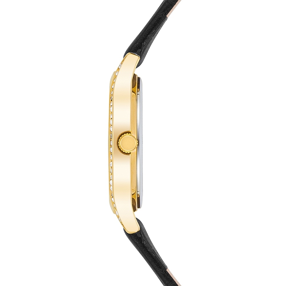 Trilani Montre à quartz en Cuir véritable en Noir Montre