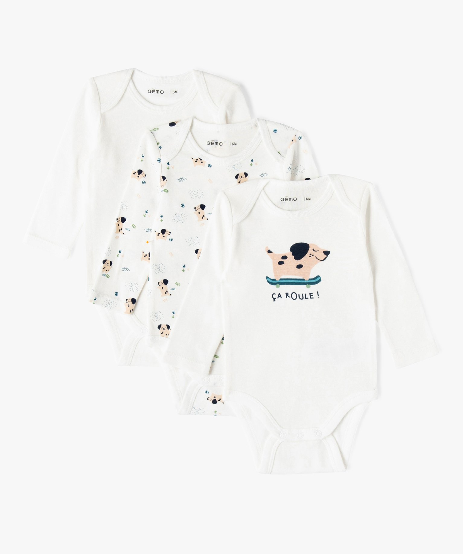 Body à manches longues et col US en coton biologique bébé... ecru | GEMO
