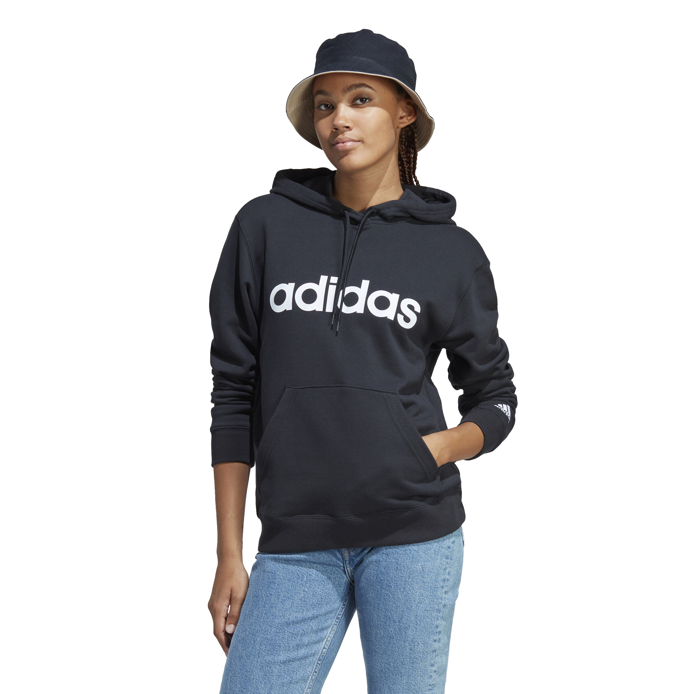 Essentials Linear Hoody Damen - Schwarz, Weiß