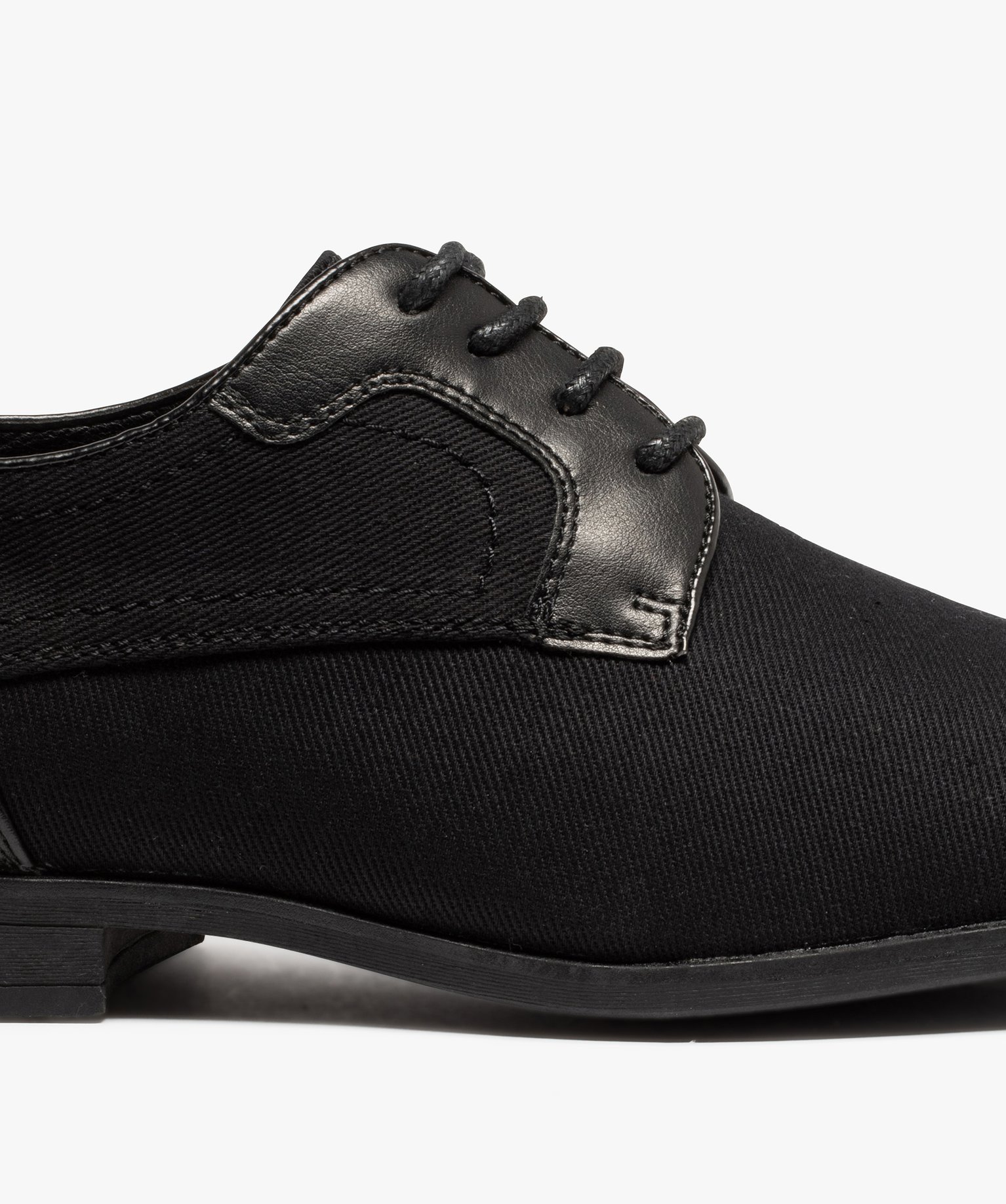 Derbies homme unis en toile et matière lisse noir | GEMO