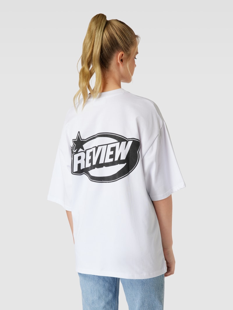 Oversized T-Shirt mit Label-Print in weiß