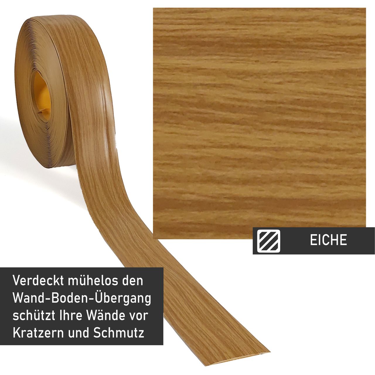 Lemodo Weichsockelleiste Eiche, 25m Rolle