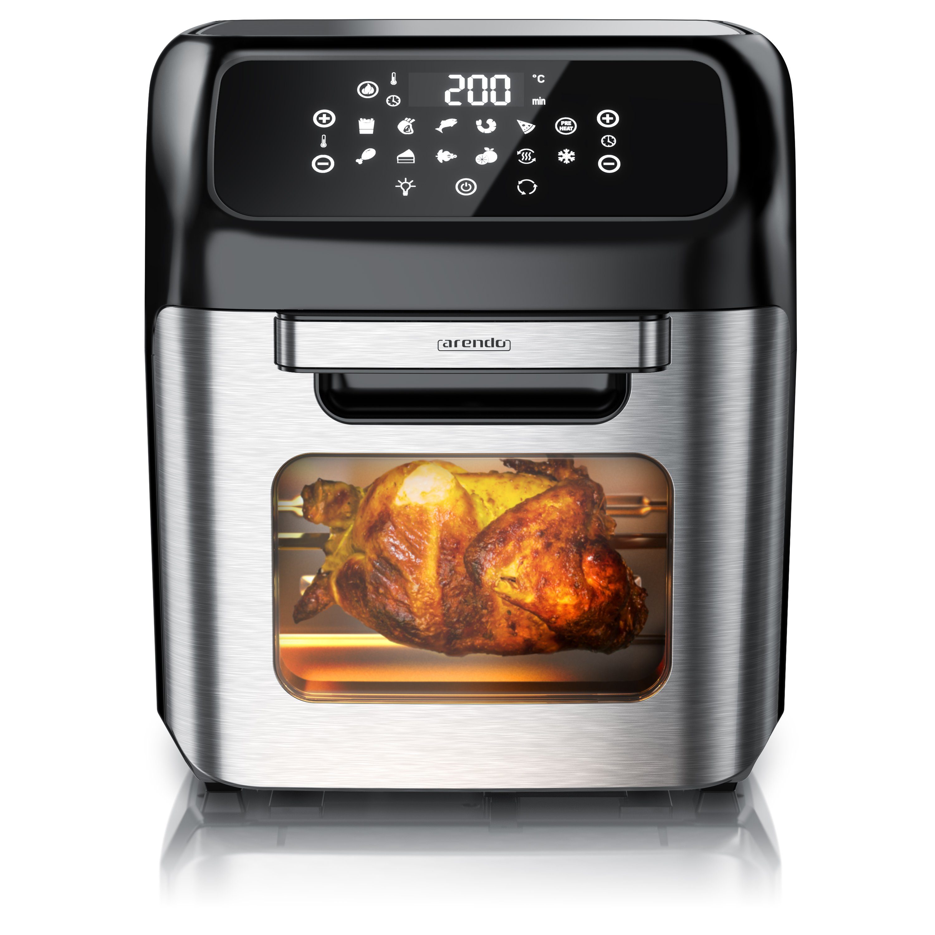 Arendo Heißluftfritteuse, 1800 W, Airfryer, Edelstahl Mini Backofen, Umluft Heissluftfritteuse, BPA frei