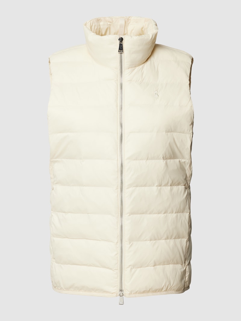 Steppweste mit Label-Stitching in ecru