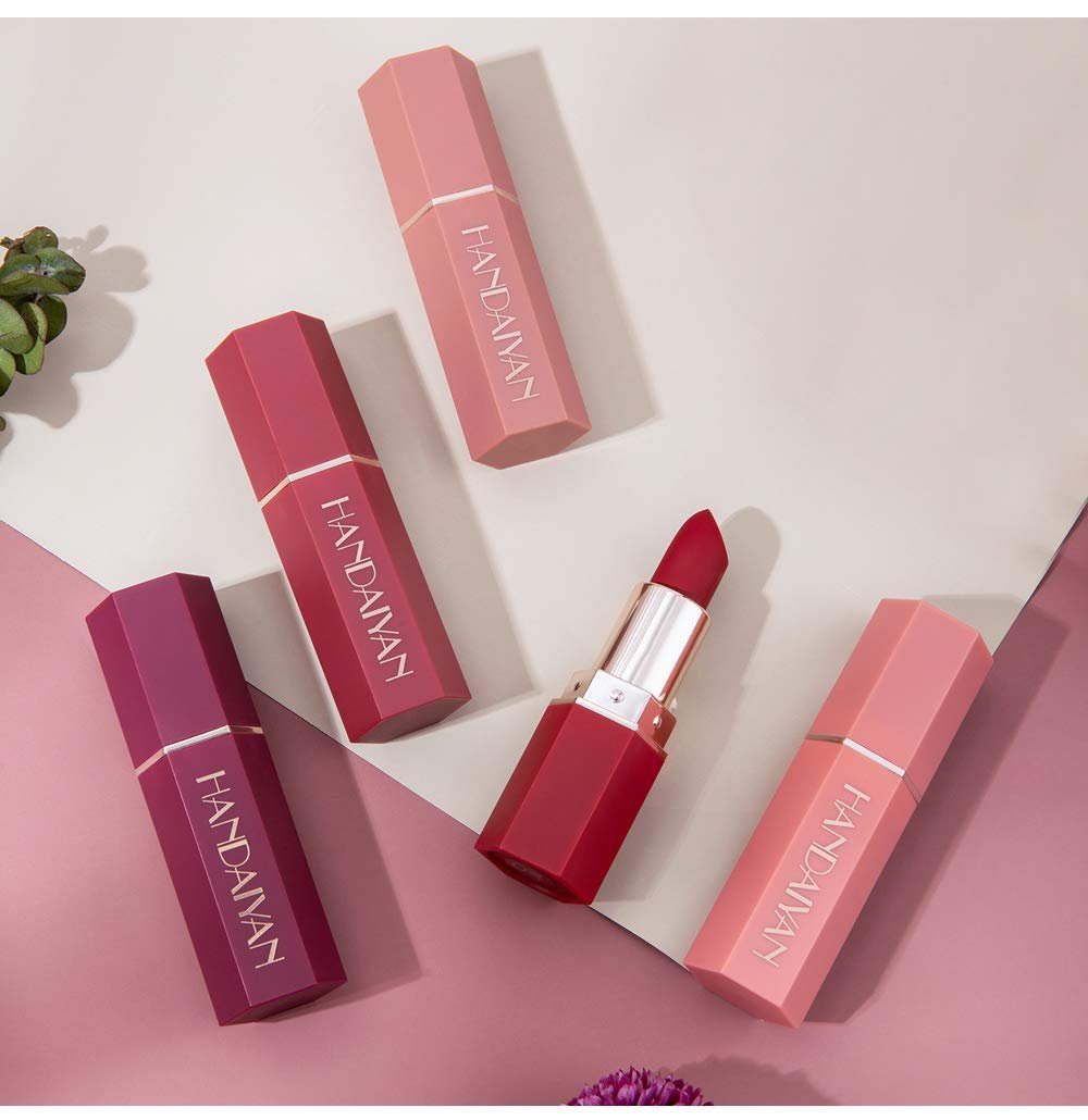 Haiaveng Lippenstift Matte Lipstick Samtige rote Lippenstifte Wasserdichte, lang anhaltende, glättende Antihaft-Tasse Sexy Colors Lipsticks