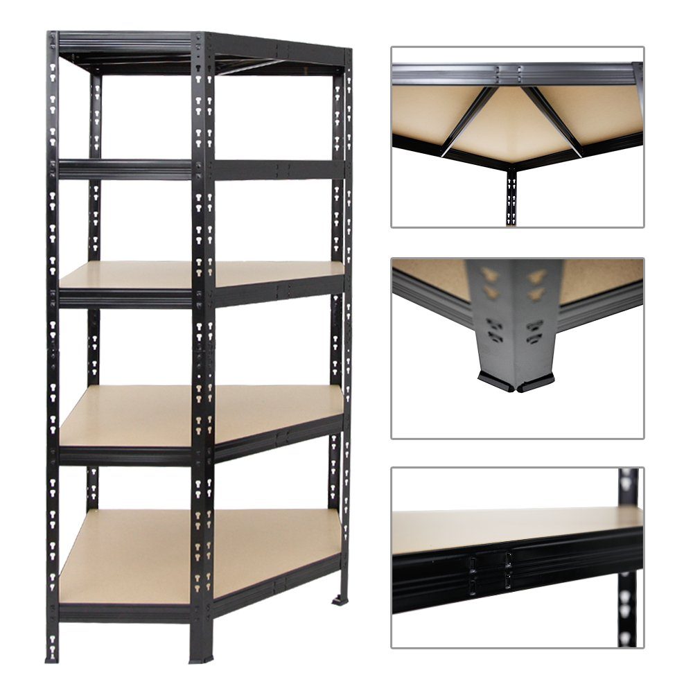PROREGAL® Eckregal Mega Deal Tiger, 1x Eckregal + 2x Schwerlastregal 180x90x45cm, Schwarz, Fachlast von 175 kg beim Eckregal und 265 kg bei den Standregalen