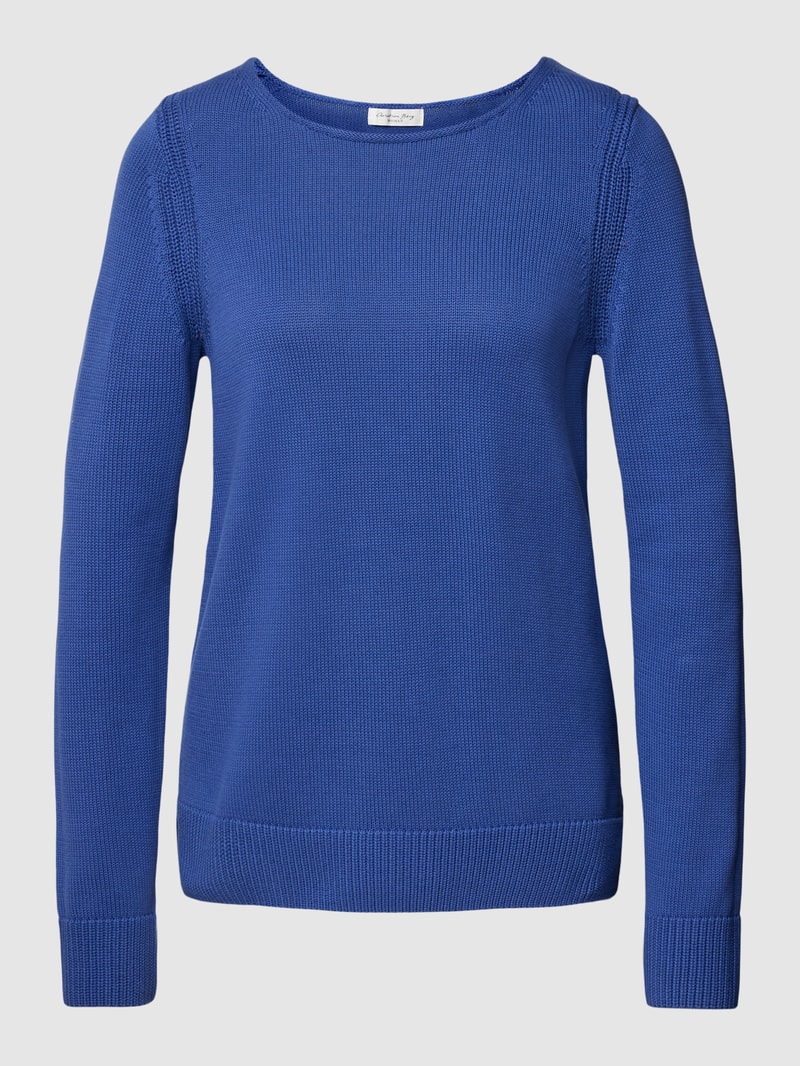 Strickpullover mit U-Boot-Ausschnitt in rauchblau