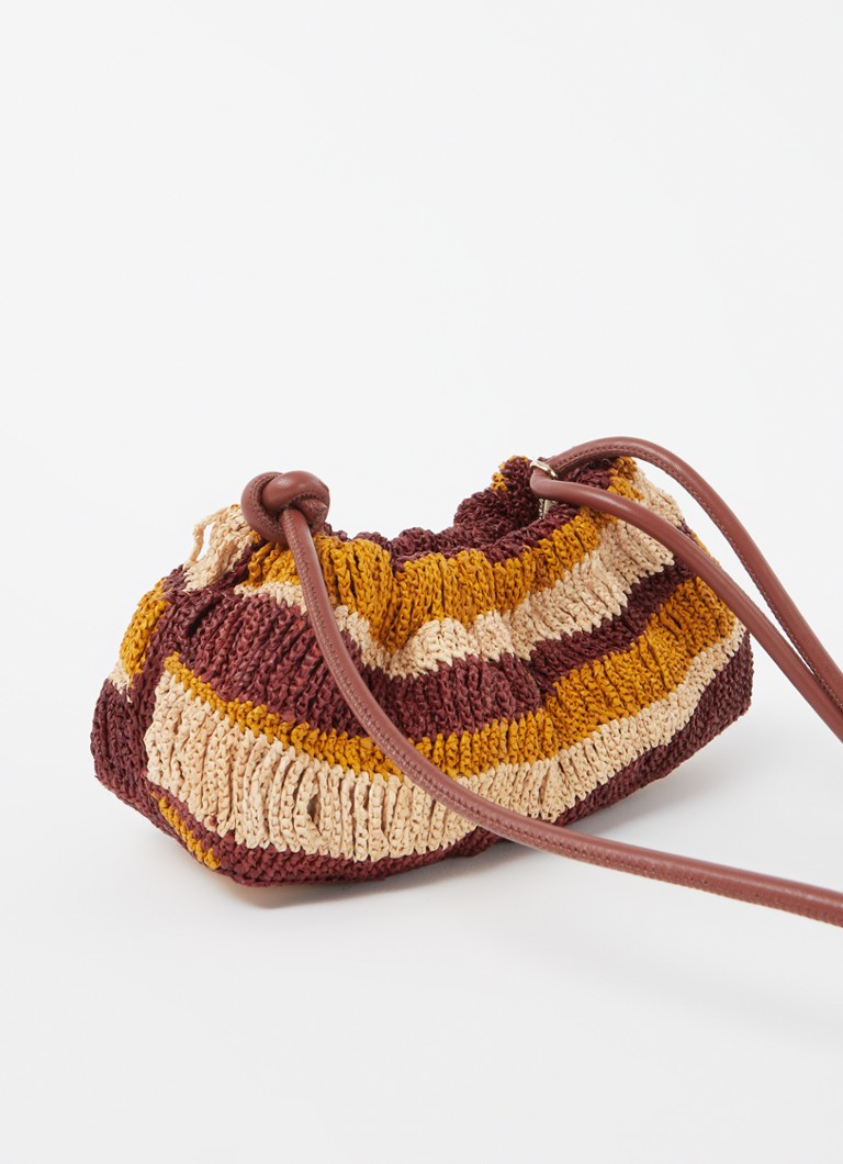 ba&sh Raffia crossbody bag with leather details