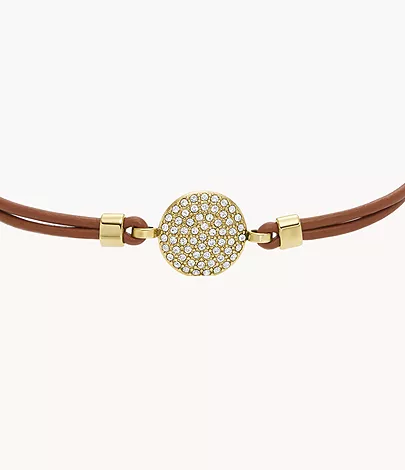 Fossil Komponentenarmband Sadie Glitz Disc Leder mittelbraun