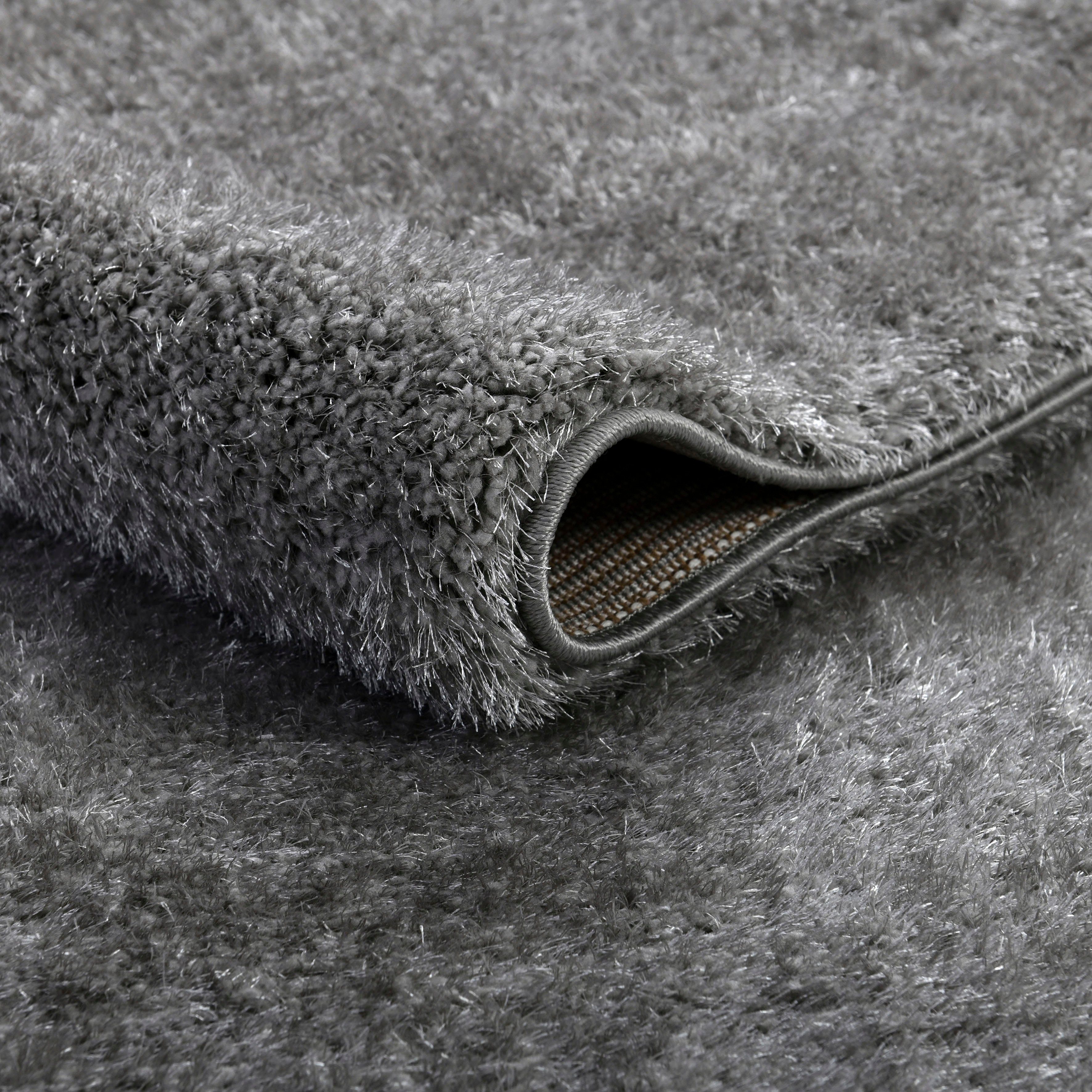 Hochflor-Teppich Amina, my home, rechteckig, Höhe: 43 mm, Shaggy in Uni-Farben, einfarbig, leicht glänzend, besonders weich