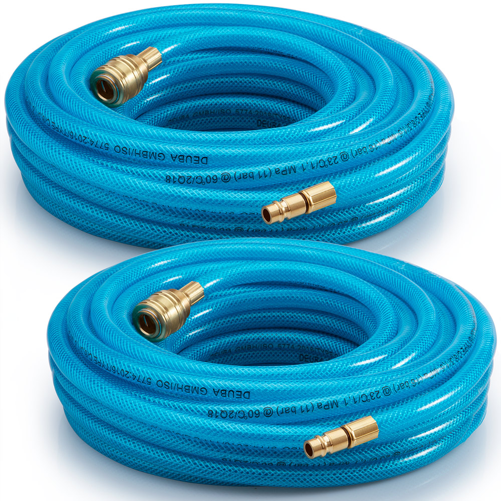 Casaria Deuba® Druckluftschlauch 2er-Set je 10m Schnellkupplung/Stecker