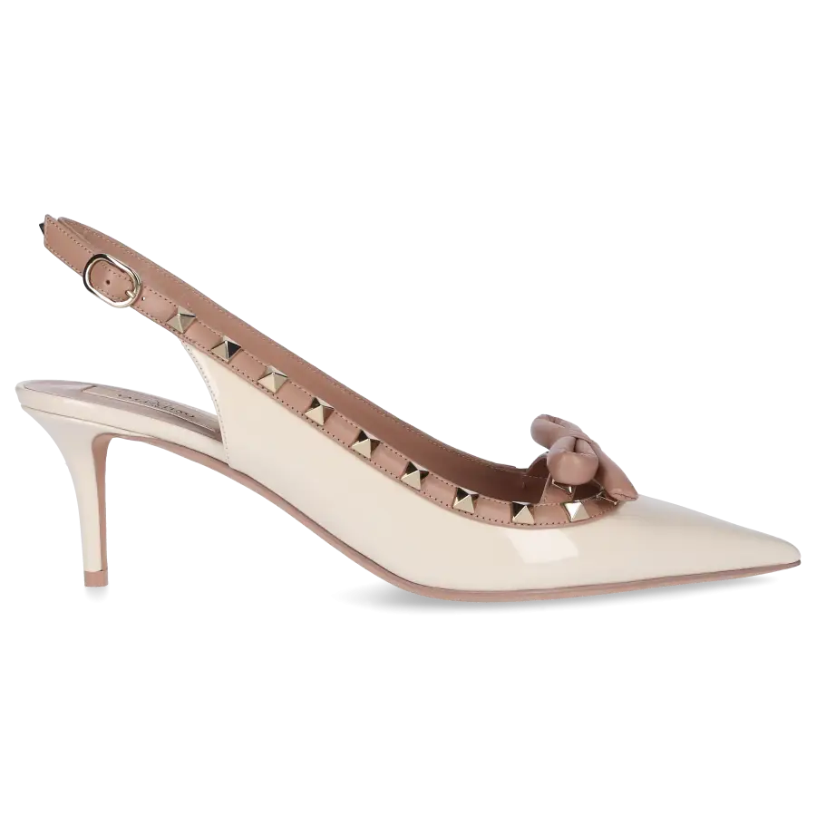 Valentino Garavani - Slingpumps ROCKSTUD Lackleder - weiß