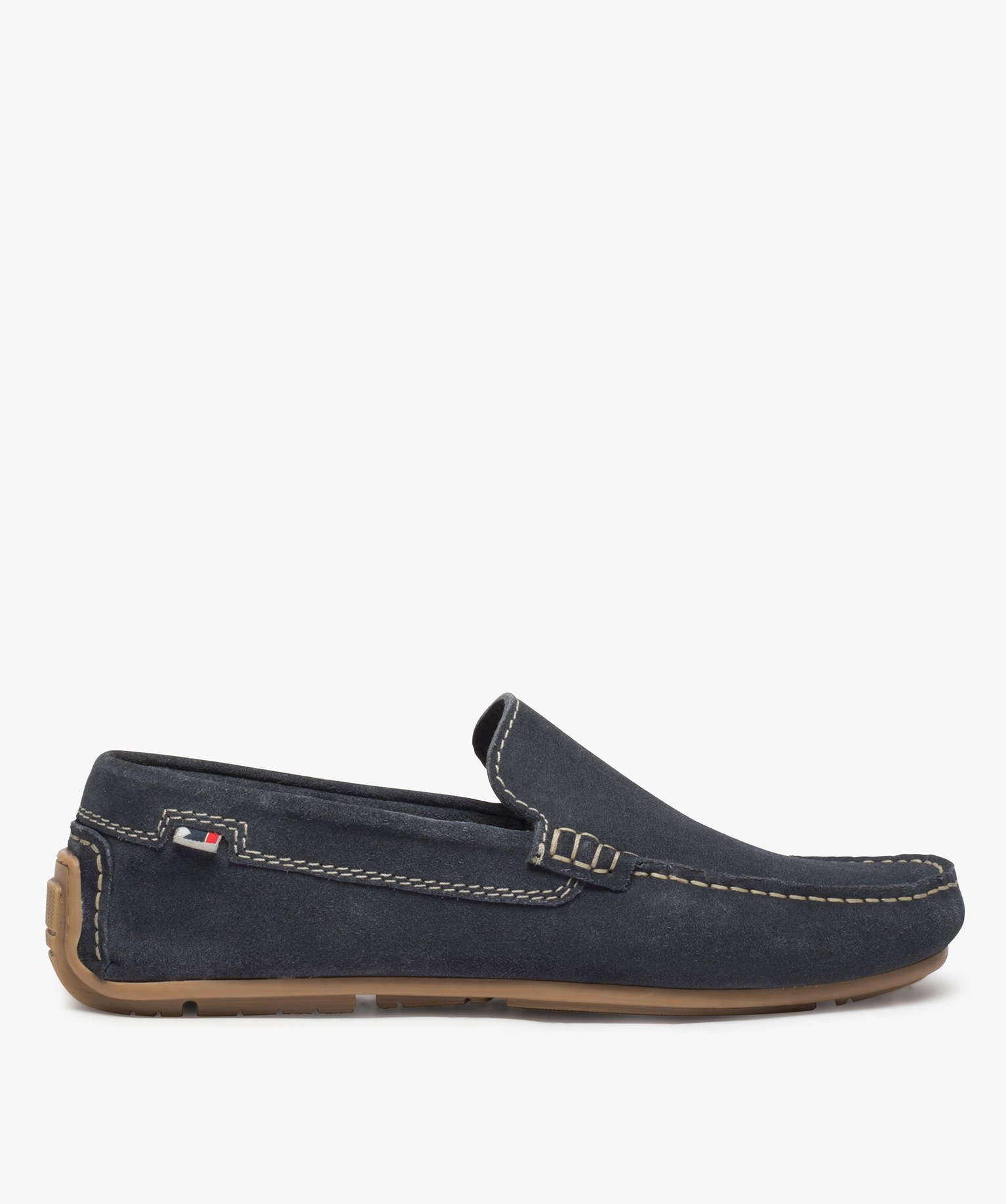 Mocassins homme unis dessus et intérieur cuir bleu | GEMO