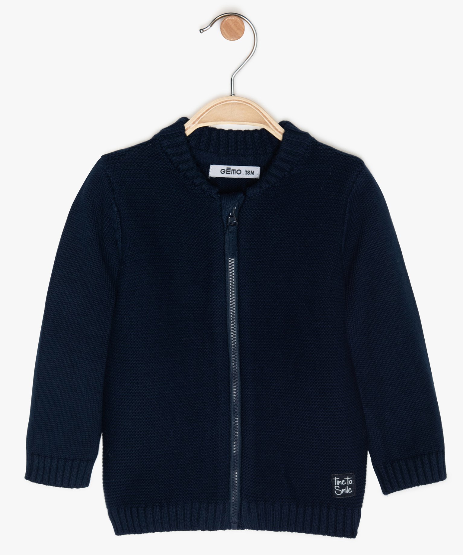 Gilet bébé Garçon zippé en maille fantaisie marine | GEMO