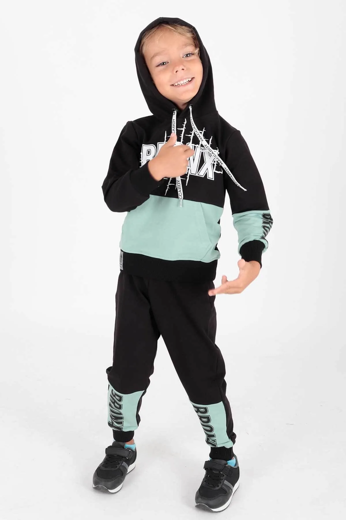 AHENGİM  Bedrucktes Bronx-Trainingsanzug-Set für Jungen Ak2235