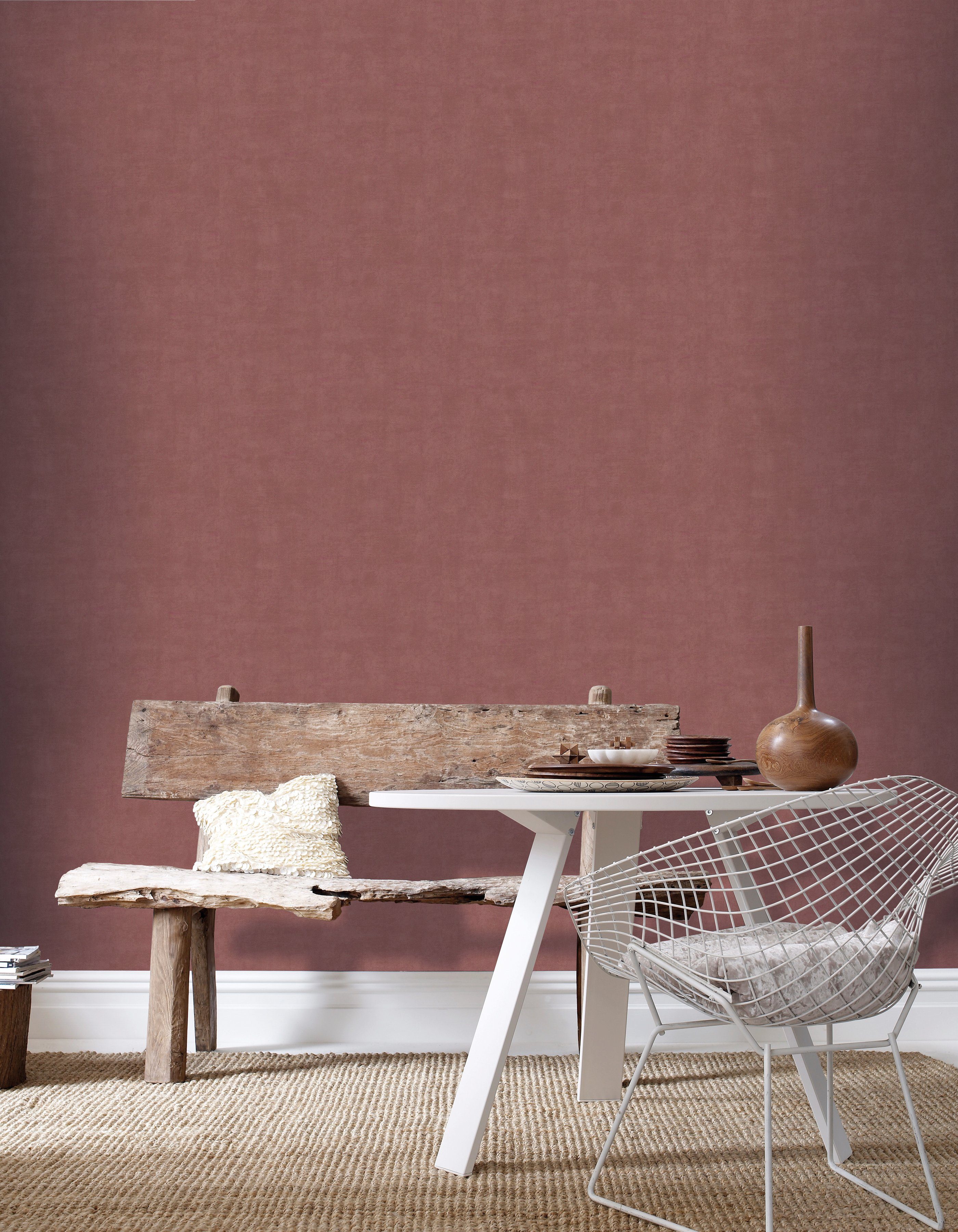 WOW Vliestapete Beton, Steinoptik, (1 St), Burgundy - Rot - 1005x52 cm