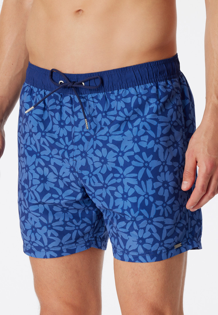 Badeshorts Webware Blumen gemustert navy - Casual Swim