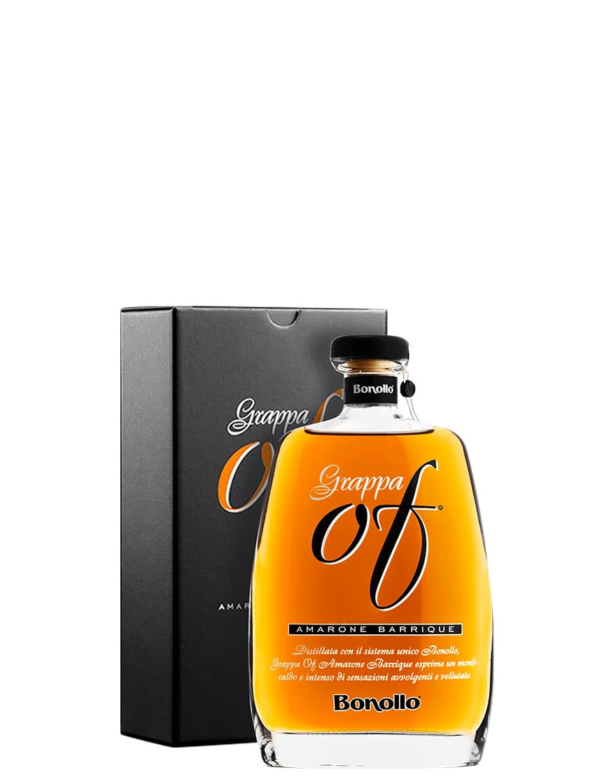 Grappa OF Amarone Barrique Bonollo 0,7 ℓ, En Étui