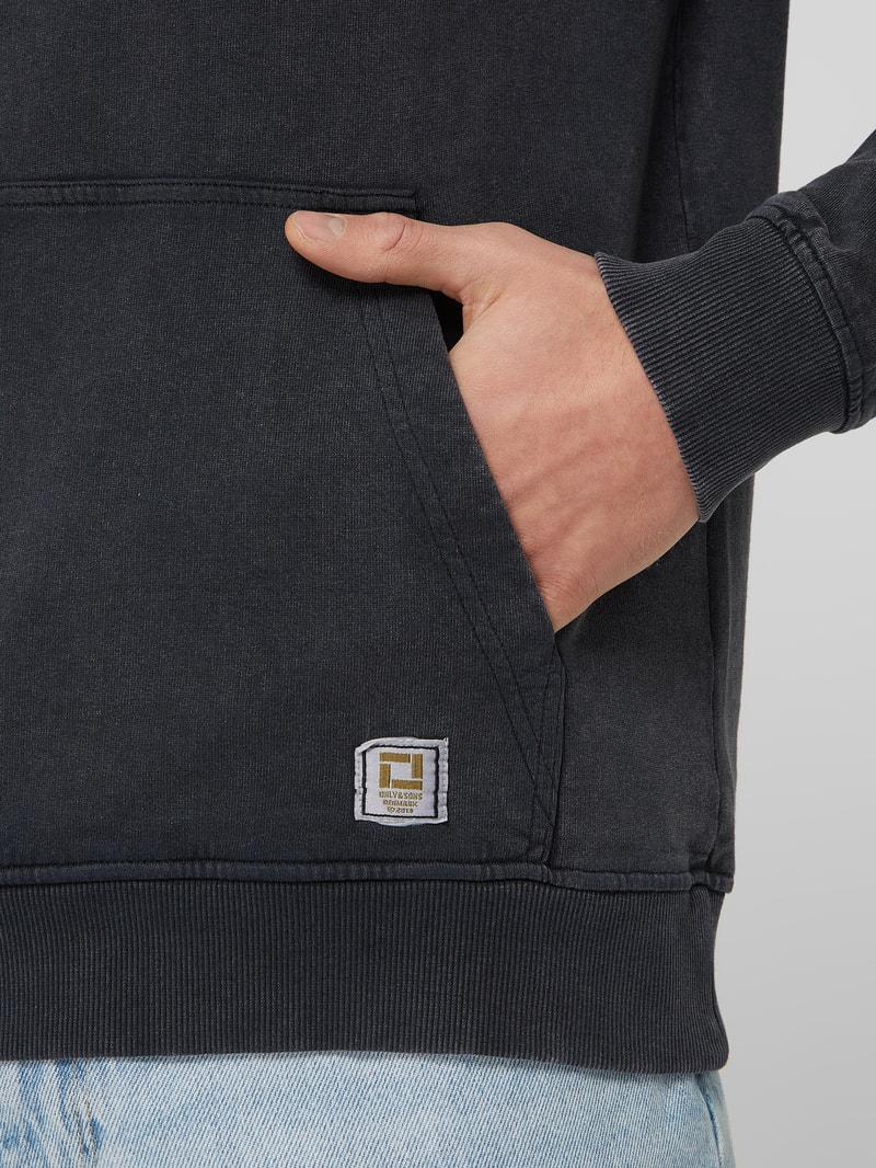 Regular Fit Hoodie aus Baumwolle Modell 'Ron' in schwarz