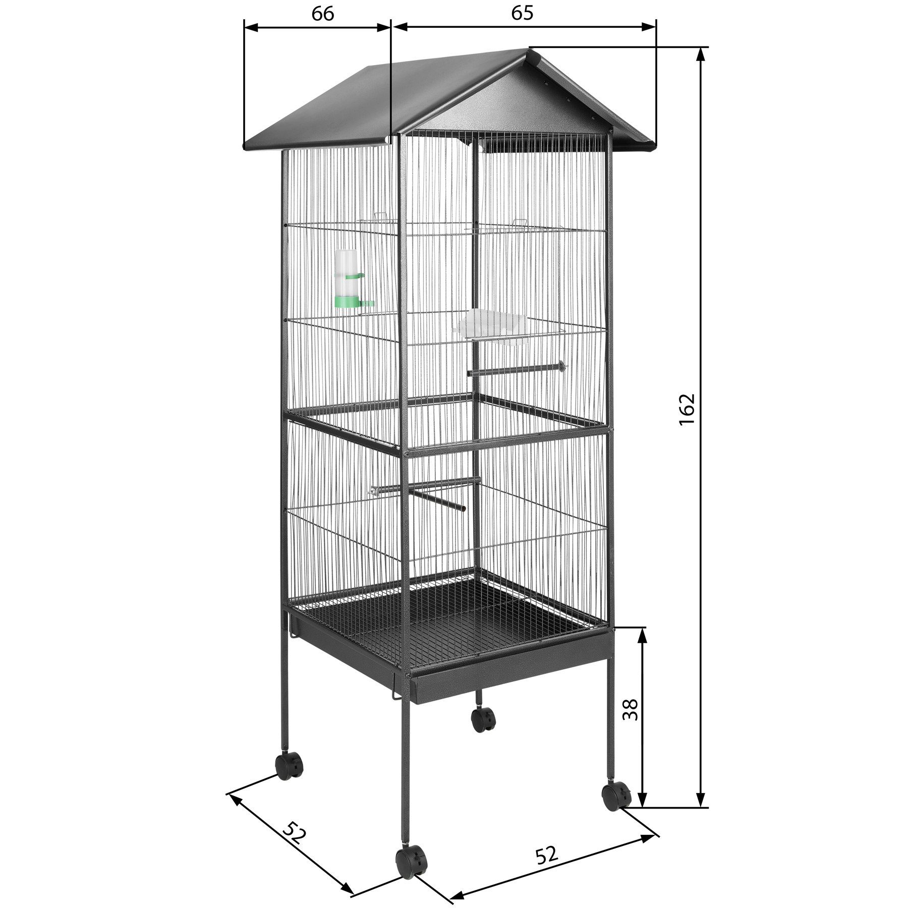 tectake Vogelkäfig Vogelkäfig 162cm hoch, Spitzdach