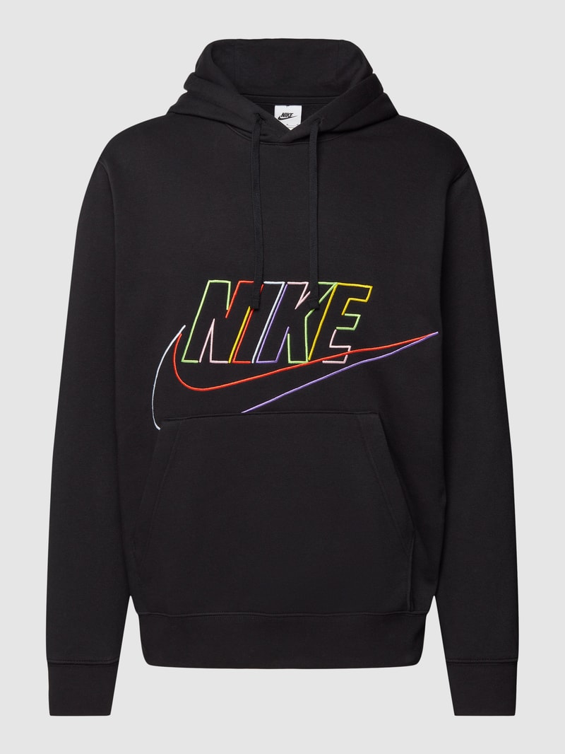 Hoodie mit Label-Stitching Modell 'CLUB' in schwarz