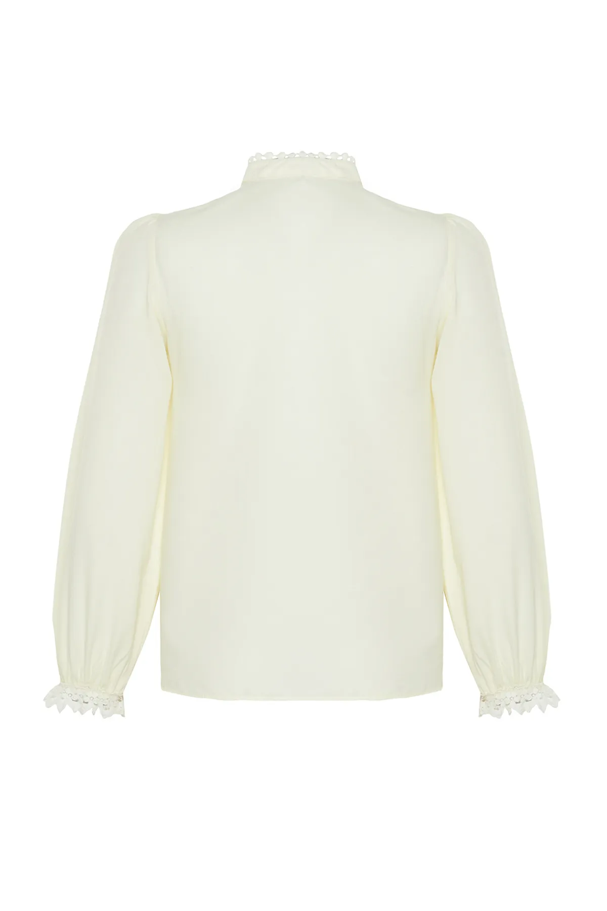 Trendyol Collection  Gelbes Baumwollhemd mit Spitzendetail - Regular Fit TWOAW21GO0077