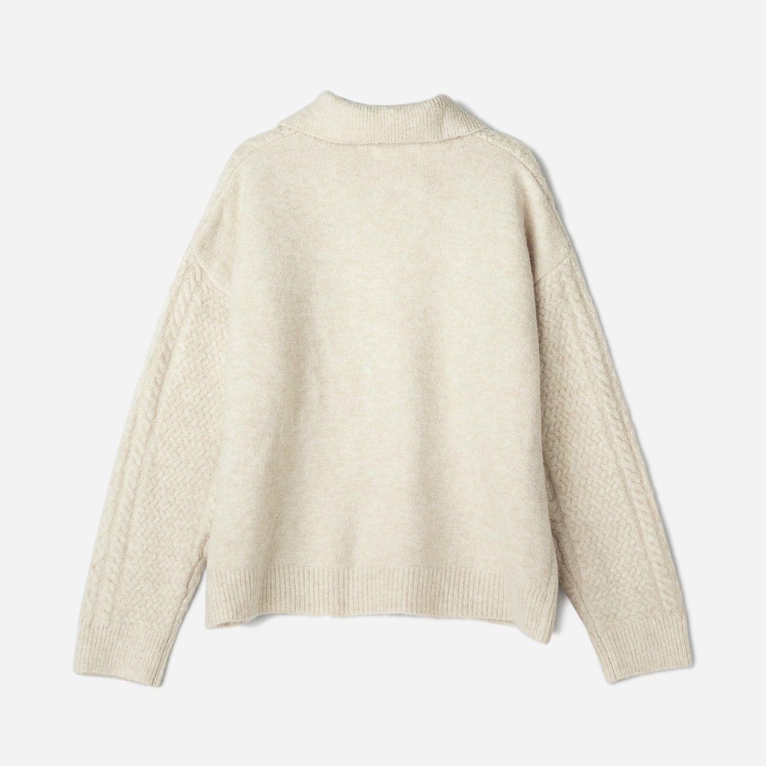 Pull TEXTO beige tricot fantaisie à col chemise