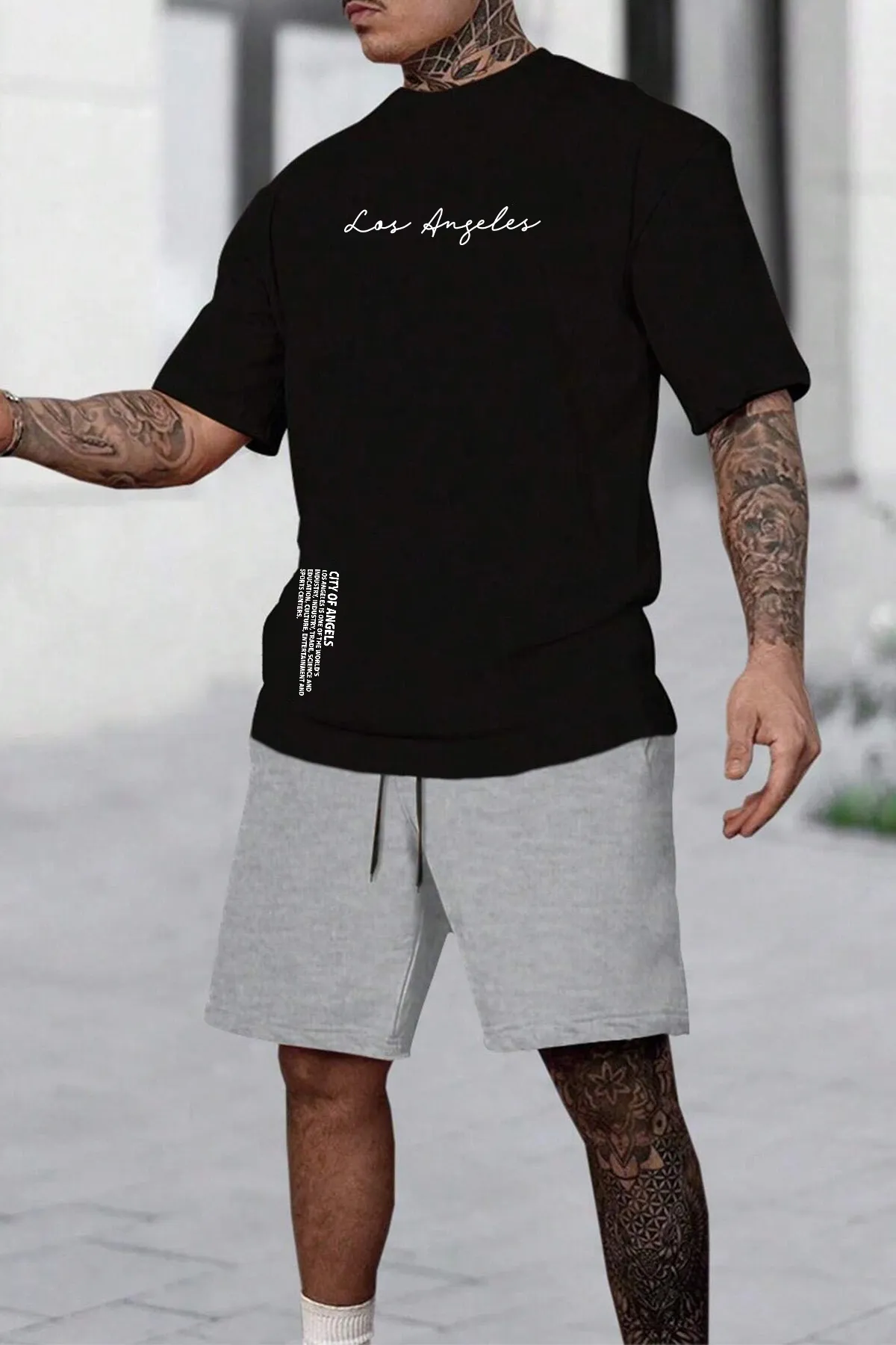 uyguntarz  Unisex Shorts-Set mit Aufdruck „Los Angles“