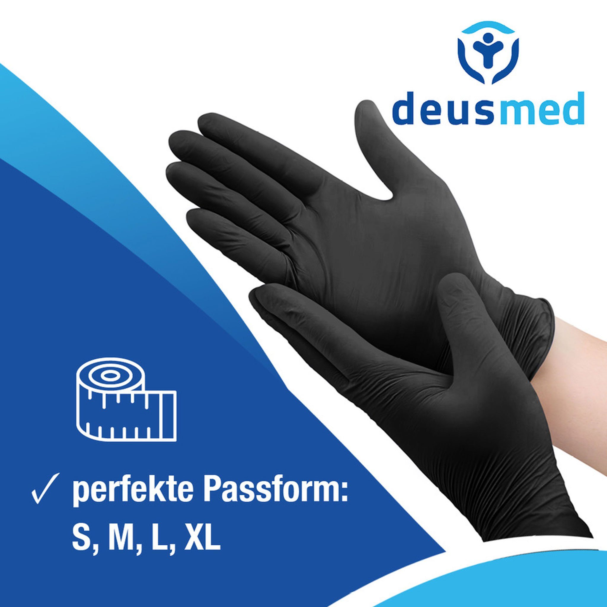 Deus21 Einweghandschuhe Nitril Handschuhe Einweghandschuhe Schwarz - Latex- & Puderfrei