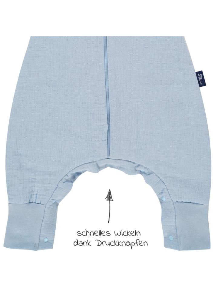 Alvi Schlafsack mit Füßen 4 Season Sleep Overall Mull - in blau günstig kaufen 90