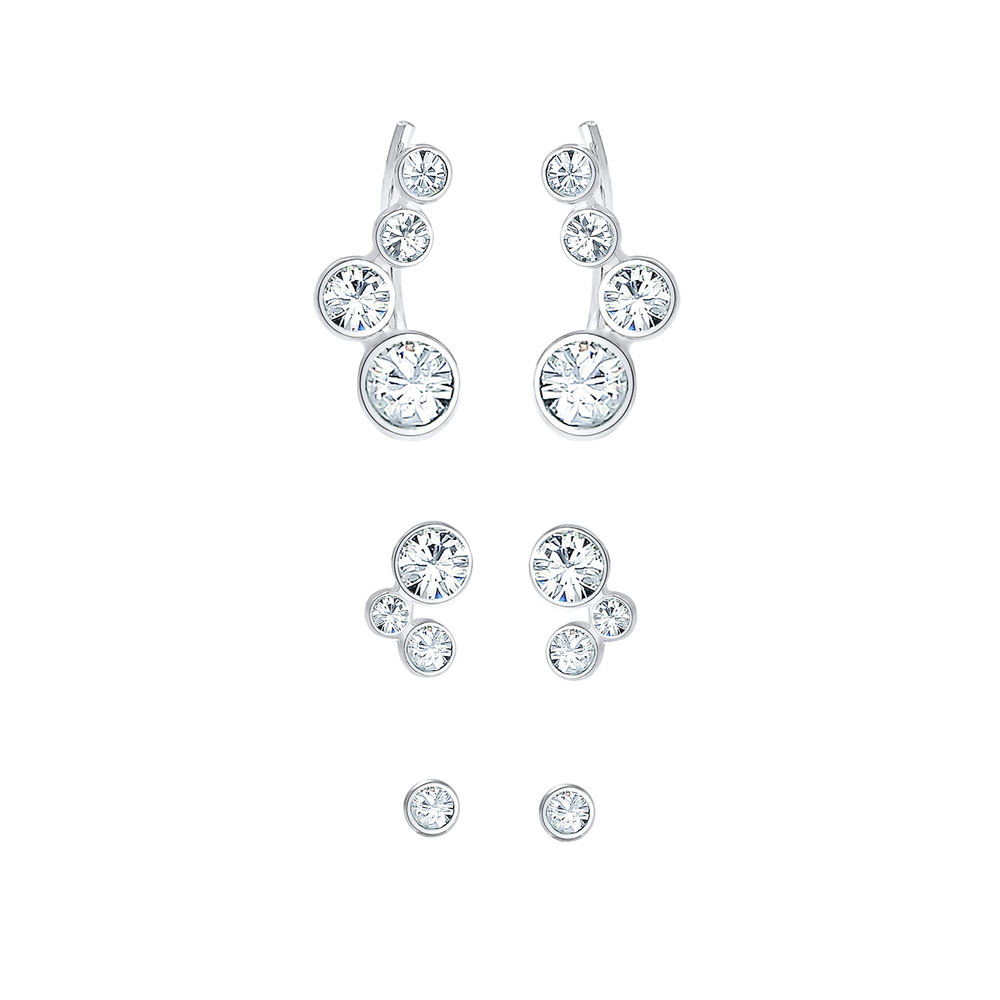Elli Elli Boucles d'Oreilles Earclimber Classique Élégant avec Cristaux  Boucles d'Ore Boucles d'oreilles