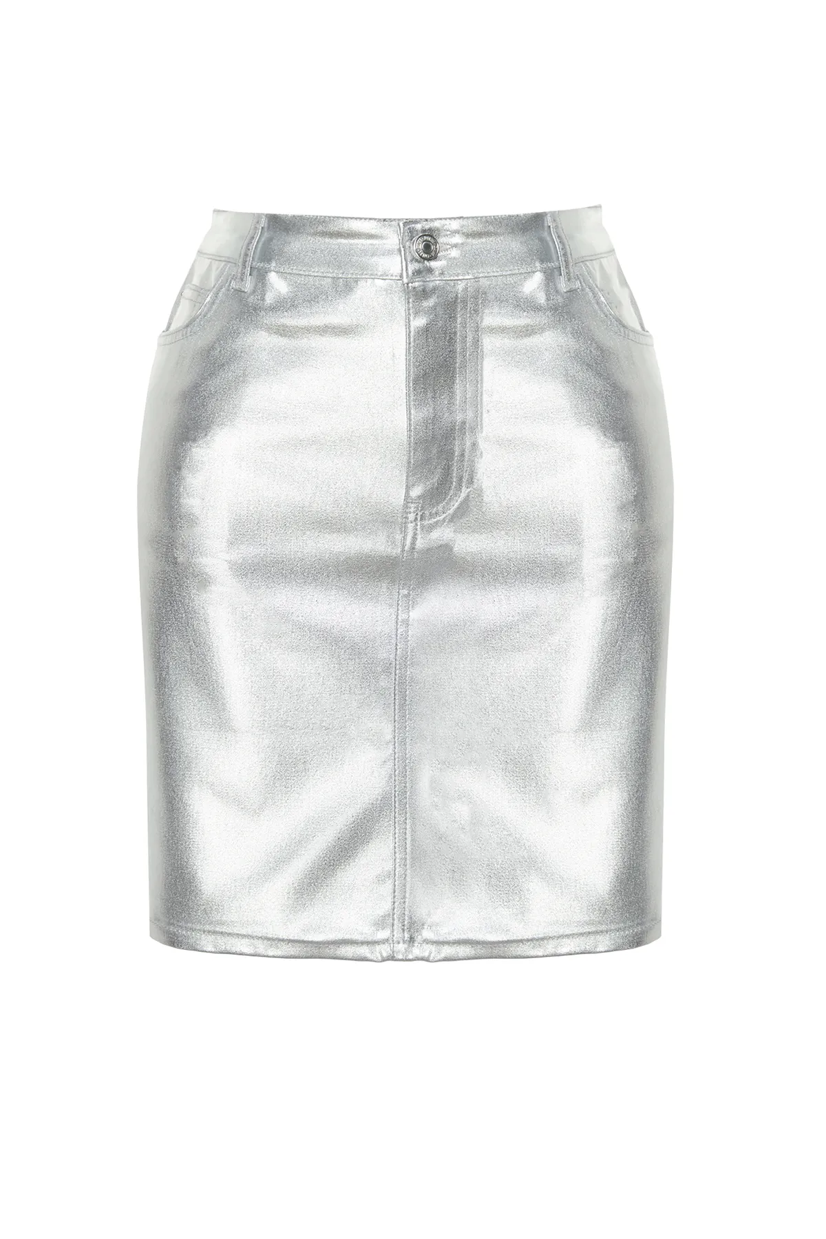 Trendyol Curve  Mini-Jeansrock in Silbermetallic TBBAW24AZ00049